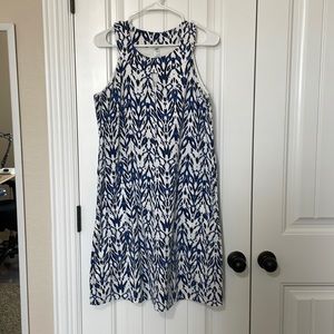 Aventura cute dress in blues and white.